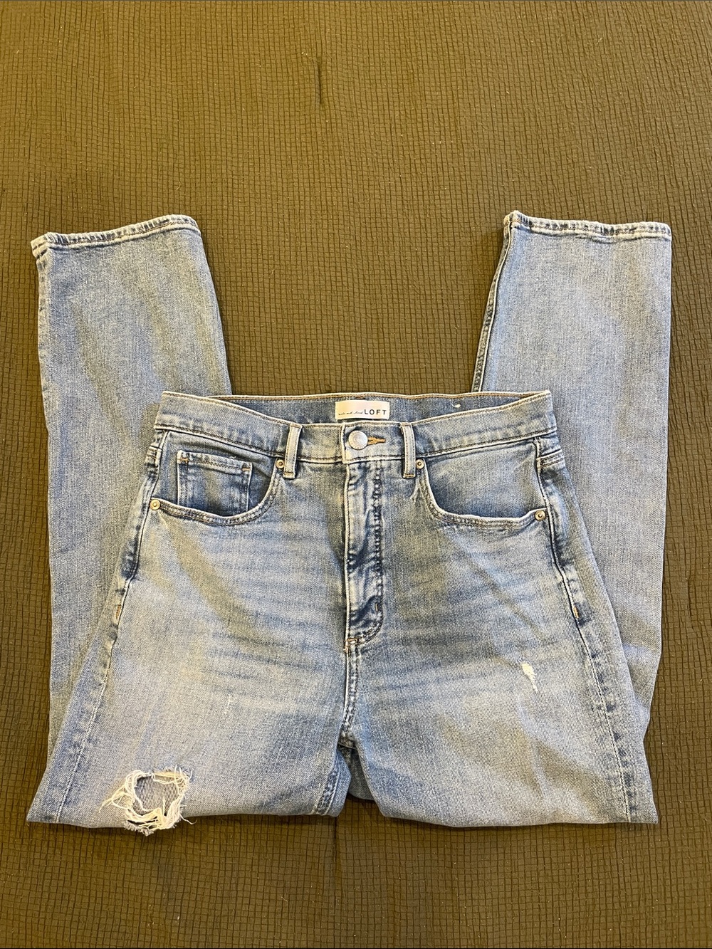 LOFT Light Blue High-Rise Straight Jeans